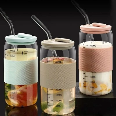 Glass Cup with Glass Straw
