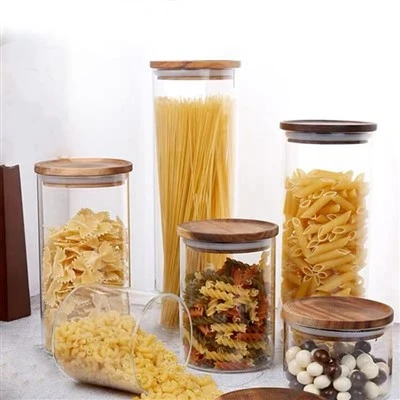 Storage Jars Wooden Lid